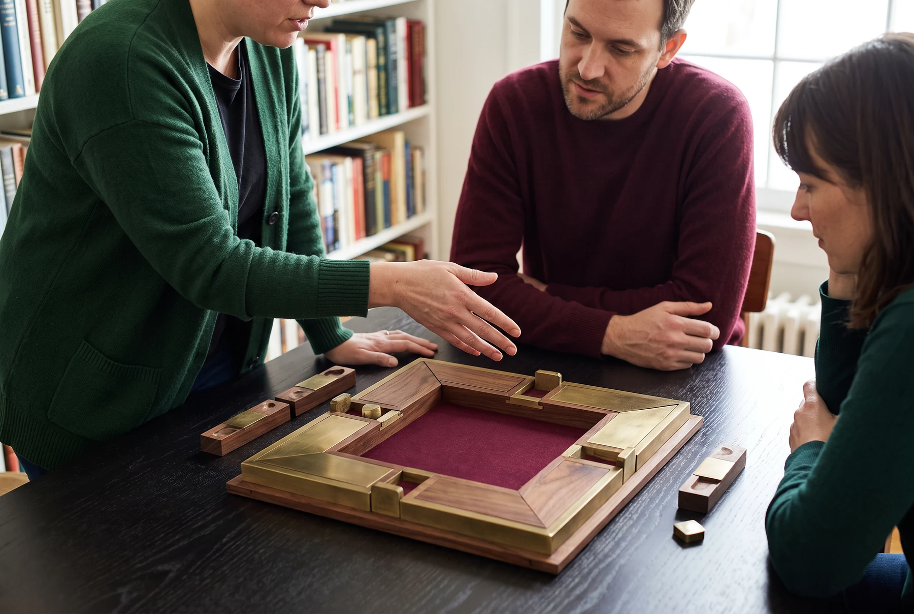 Facilitator explaining a tabletop game